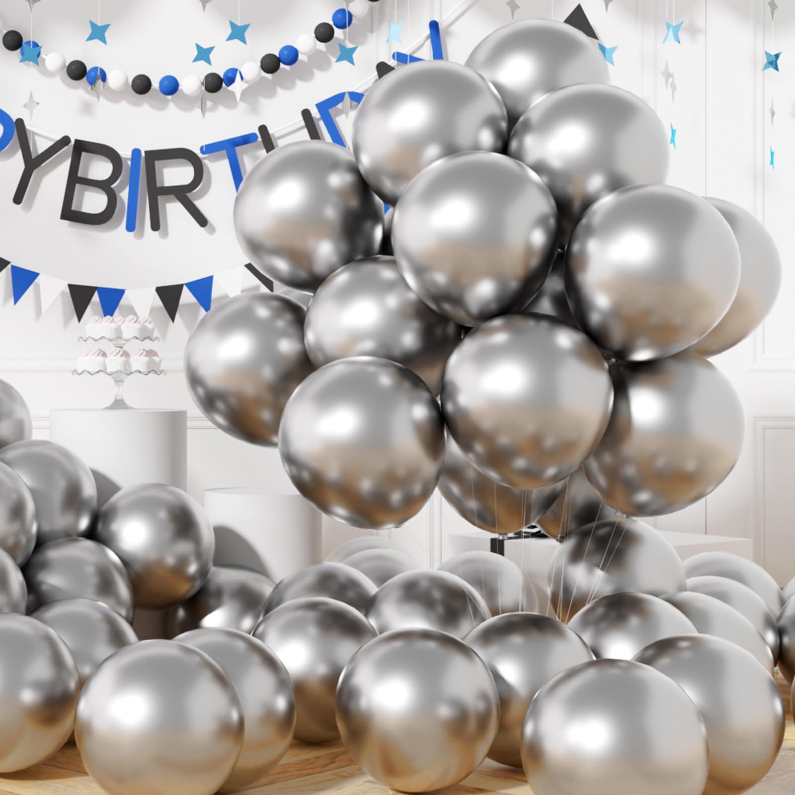 Amazon.com: AULE 50Pcs Metallic 12 Inch Silver Chrome Helium Shiny